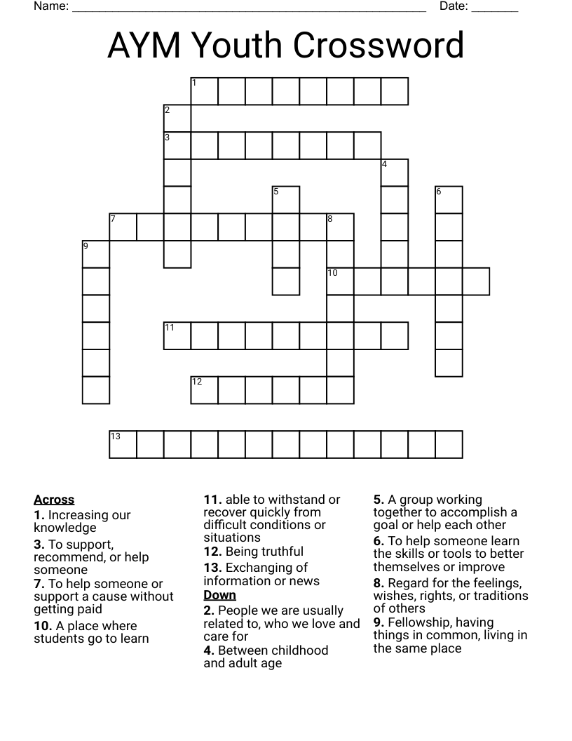 AYM Youth Crossword