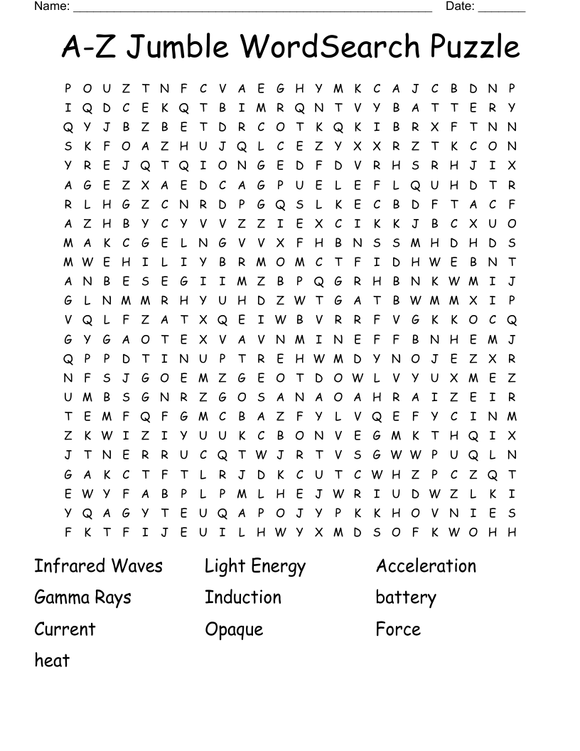 A-Z Jumble WordSearch Puzzle