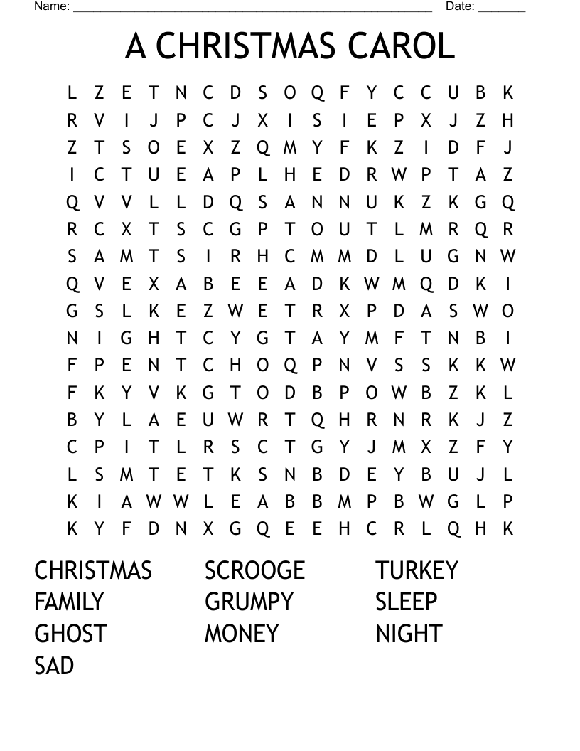 A CHRISTMAS CAROL Word Search