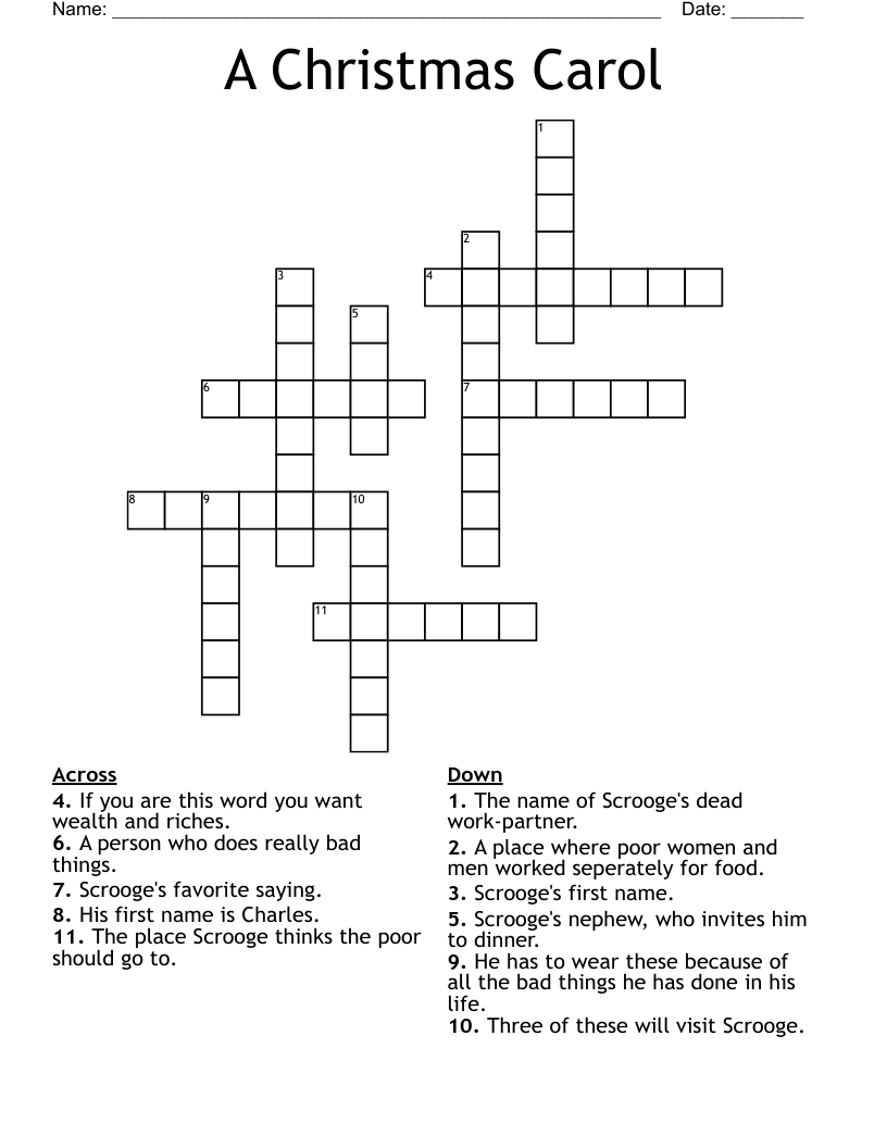 A Christmas Carol Crossword