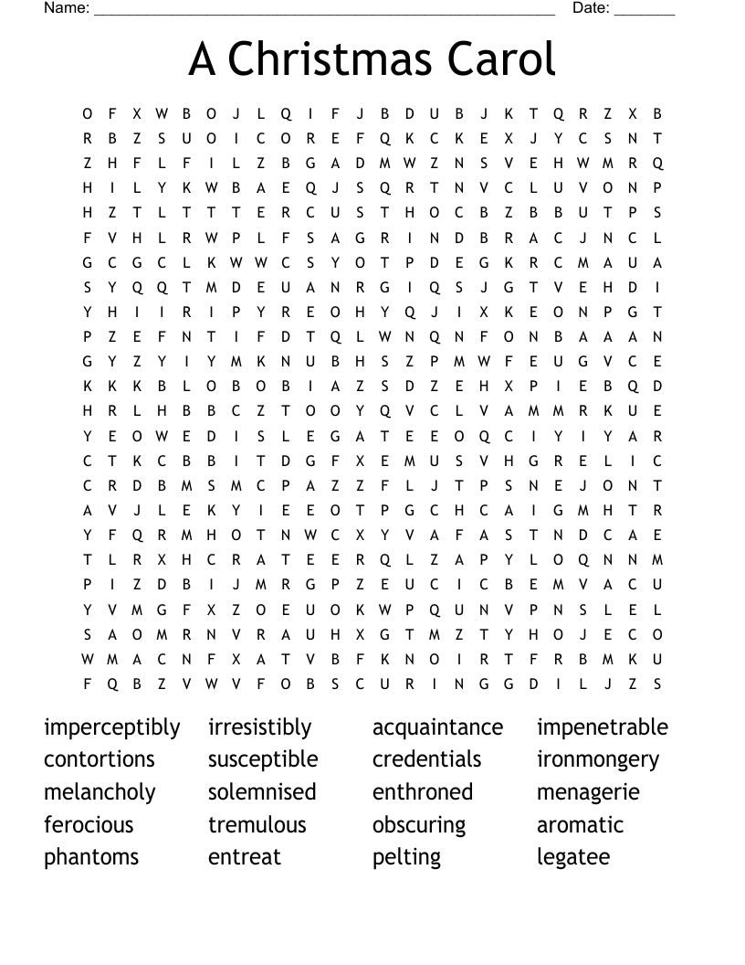 A Christmas Carol  Word Search