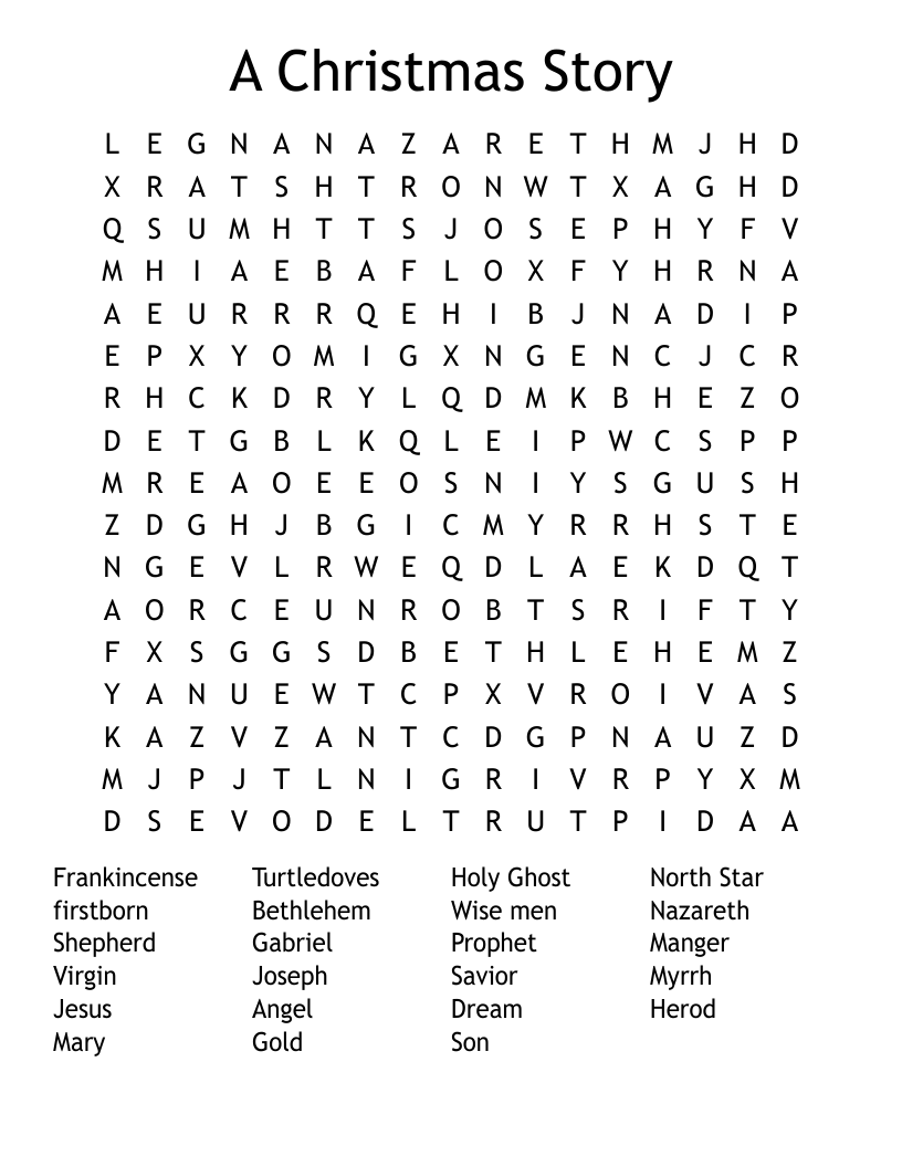 A Christmas Story Word Search WordMint
