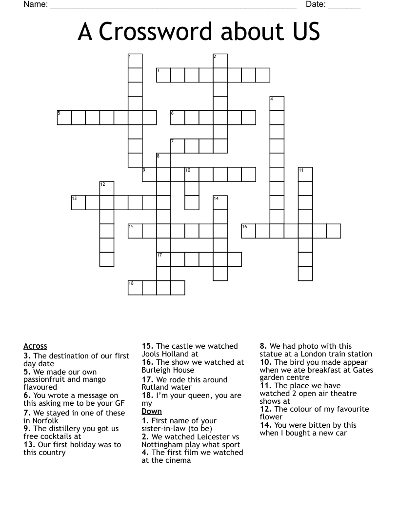 A Crossword about US 