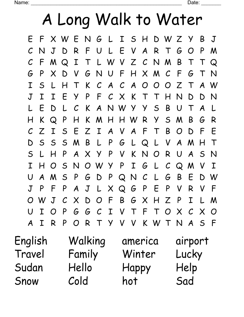 A Long Walk to Water  Word Search