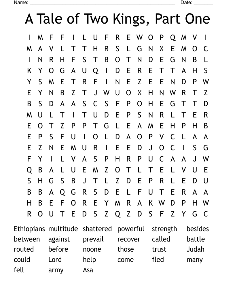 A Tale of Two Kings, Part One Word Search