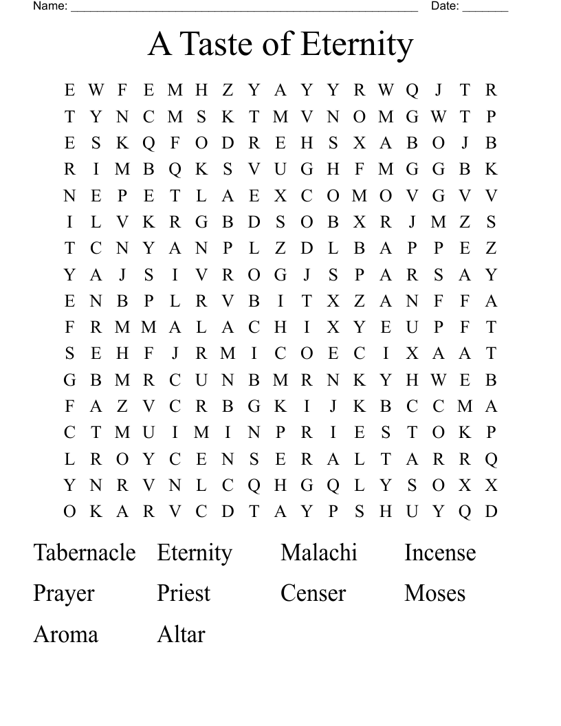 A Taste of Eternity Word Search