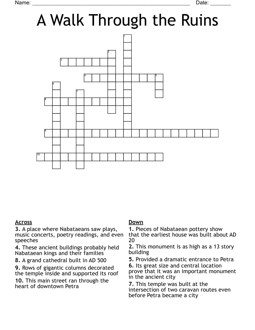 A Walk Through the Ruins Crossword