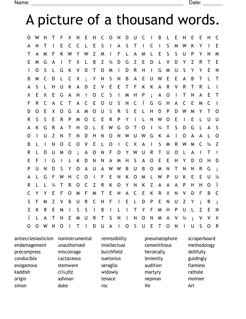 A picture of a thousand words. Word Search
