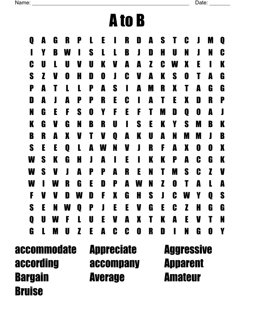 A to B Word Search