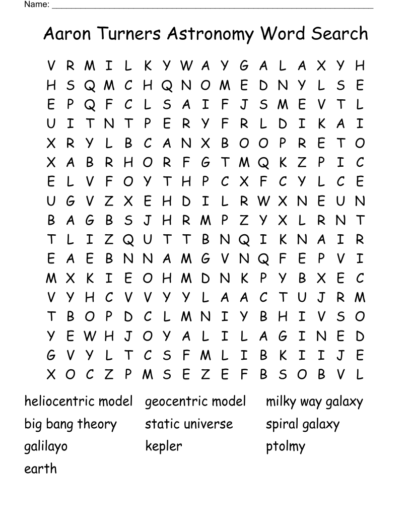 Aaron Turners Astronomy Word Search