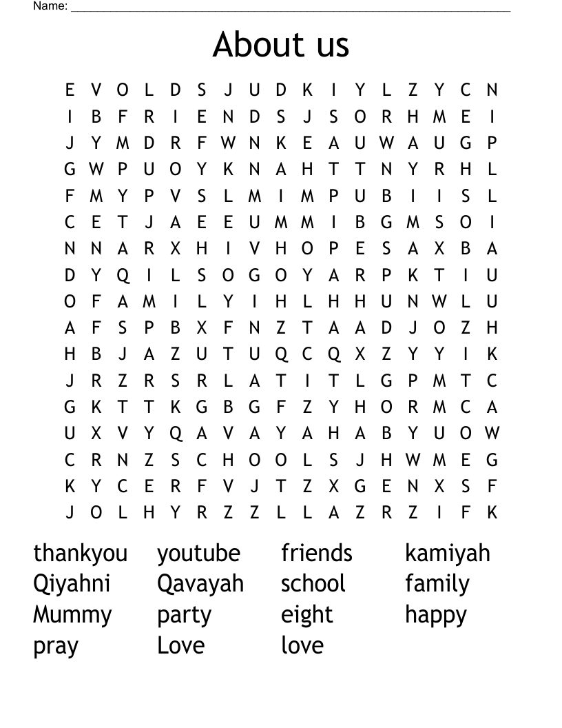 About us  Word Search