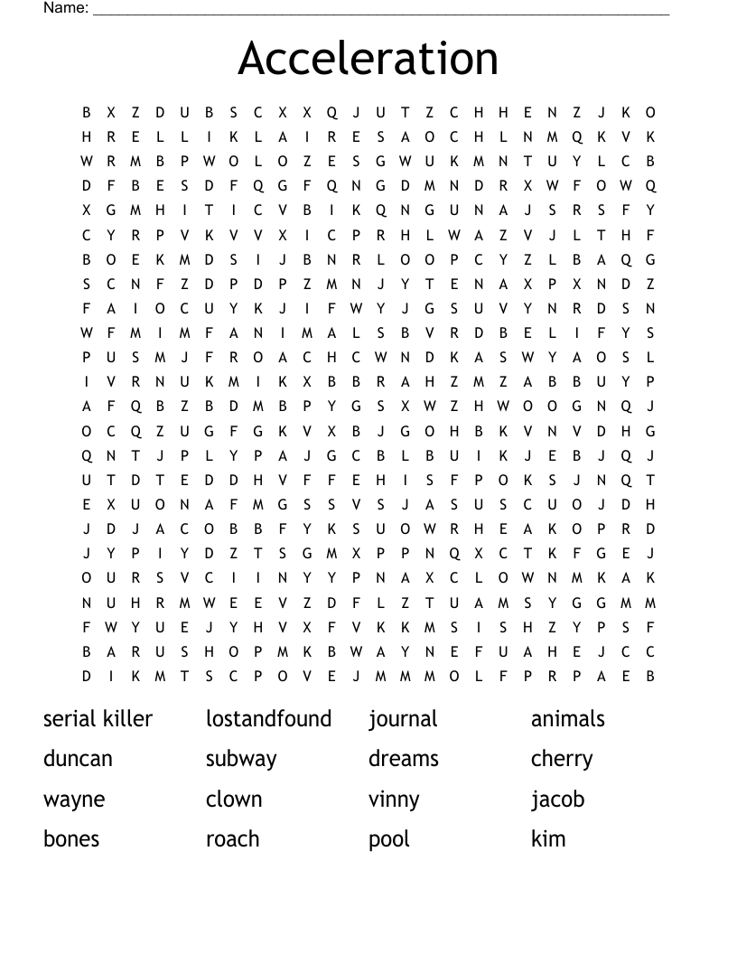 Acceleration Word Search WordMint