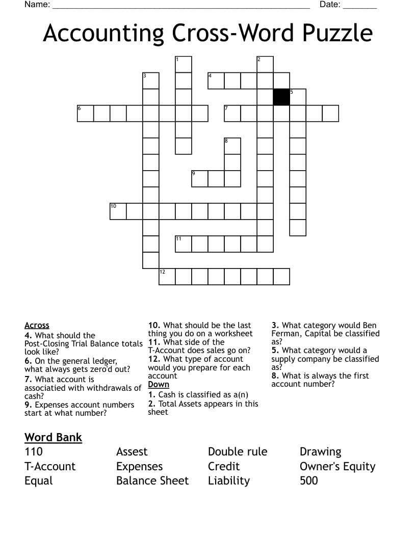Accounting Auditing Crosswords Word Searches Bingo Cards WordMint