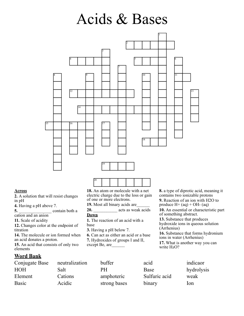 Acids Bases Crossword WordMint