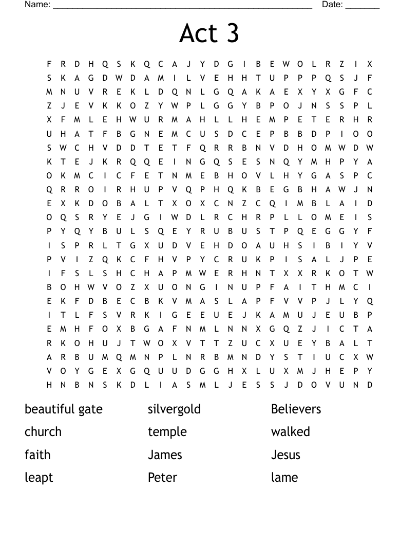 Acts 3 1 11 Word Search WordMint