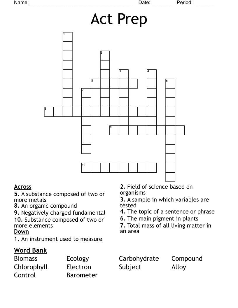 Act Prep Crossword