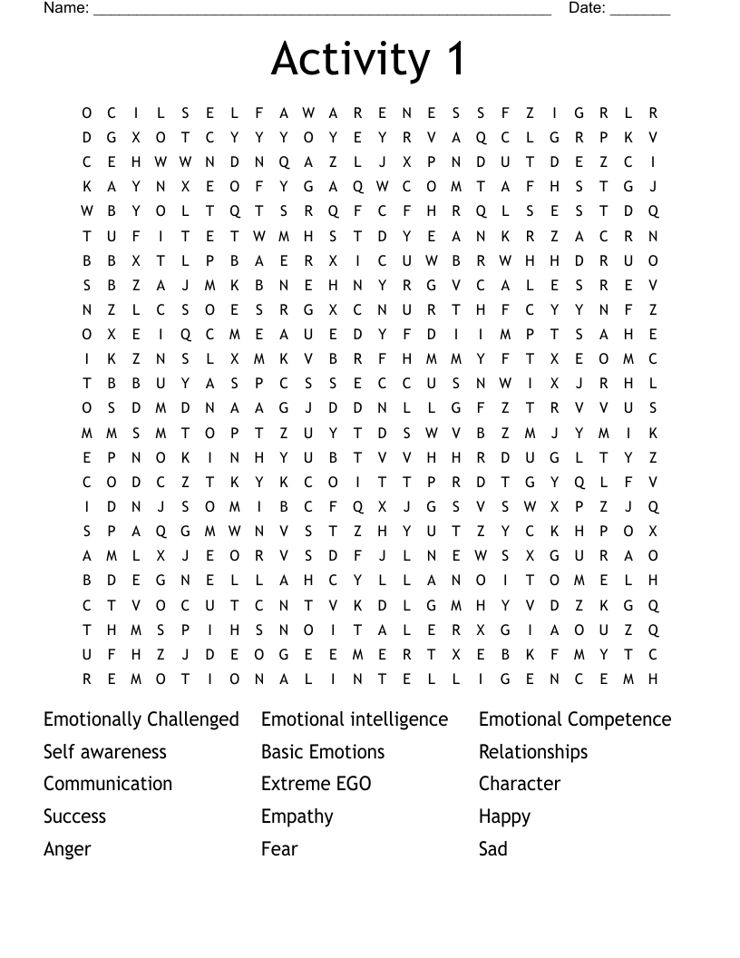 Activity 1 Word Search