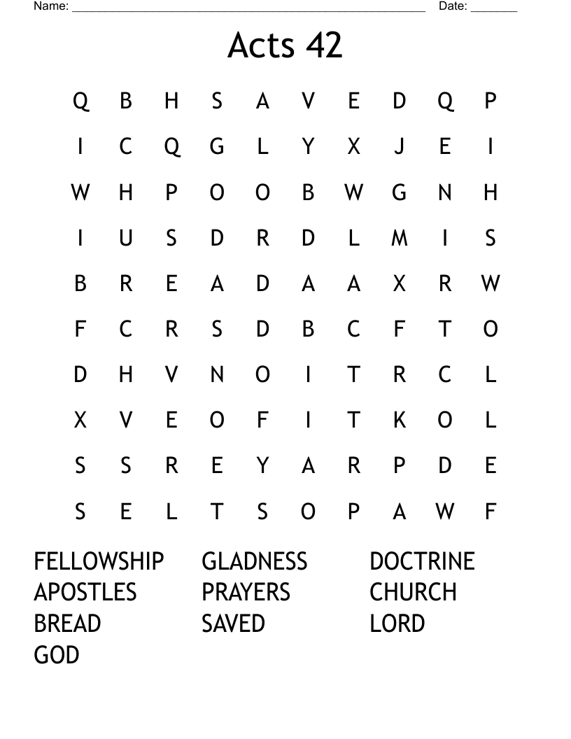 Acts 42 Word Search
