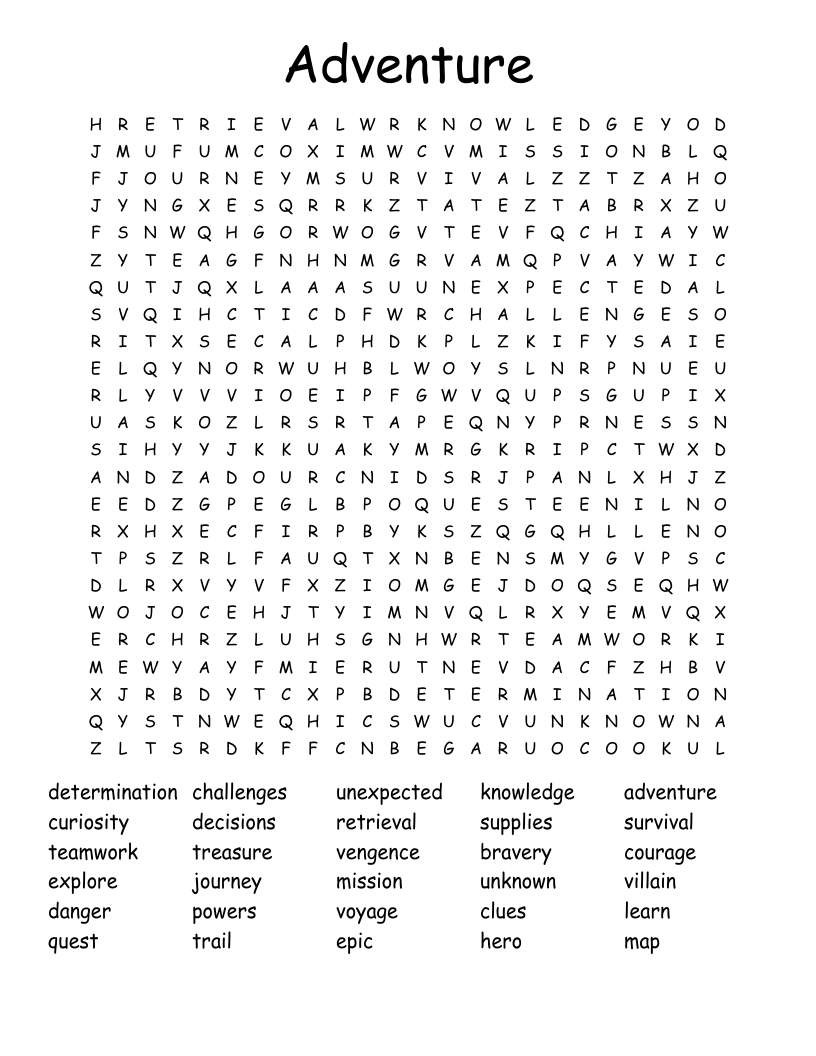 Adventure Word Search WordMint