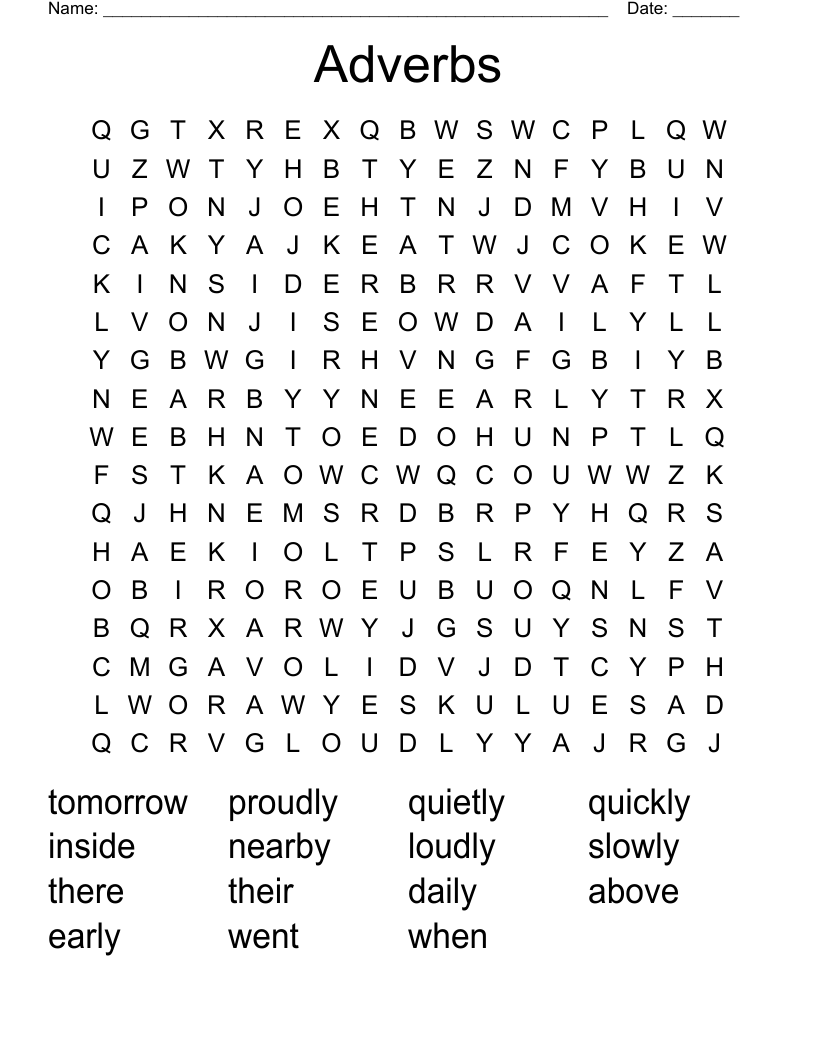 Ly adverbs Word Search WordMint