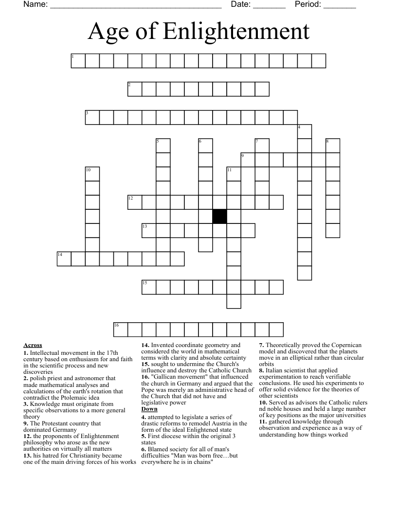 The Scientific Revolution Crossword WordMint