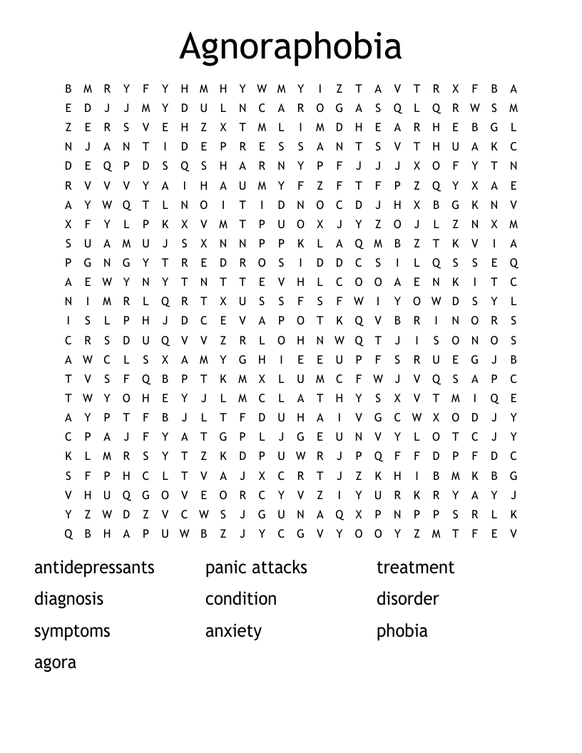 Agnoraphobia Word Search