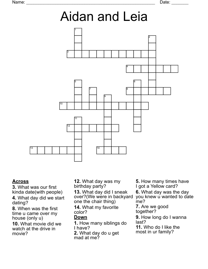 Aidan and Leia  Crossword