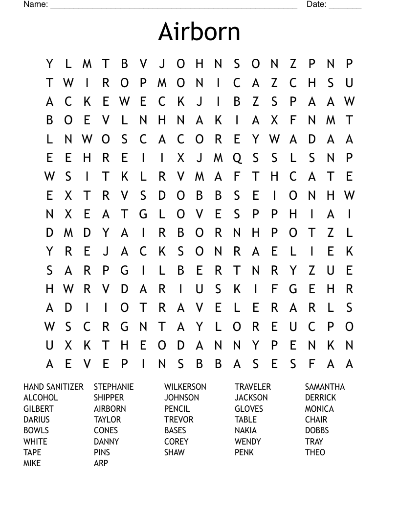 Airborn Word Search