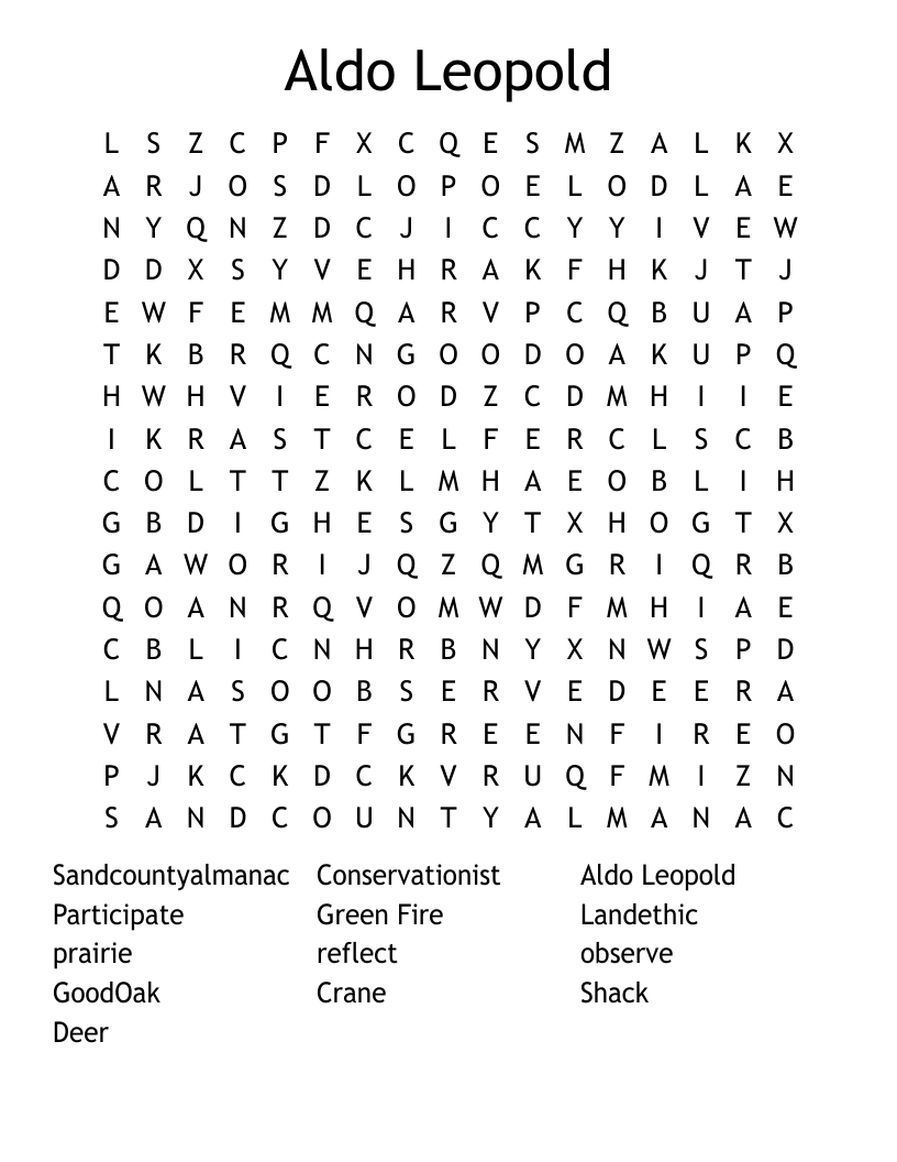 Aldo Leopold Word Search