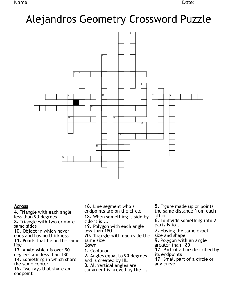Alejandros Geometry Crossword Puzzle WordMint