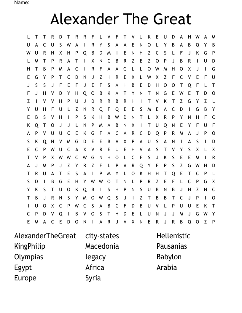 Alexander The Great  Word Search