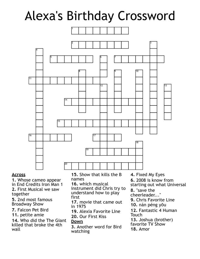 Alexa's Birthday Crossword