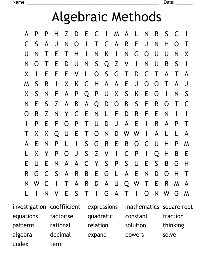 Algebraic Methods Word Search