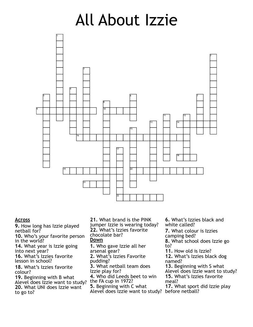 All About Izzie  Crossword