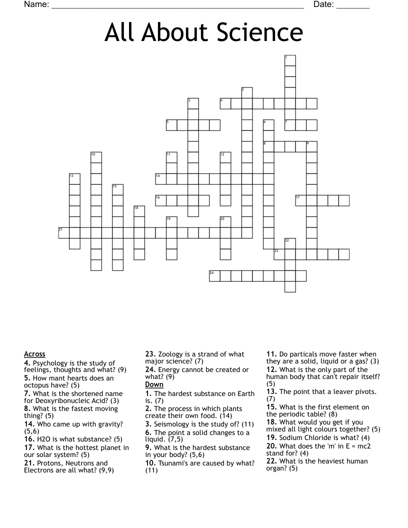 All About Science Crossword WordMint all-about-science-crossword-wordmint