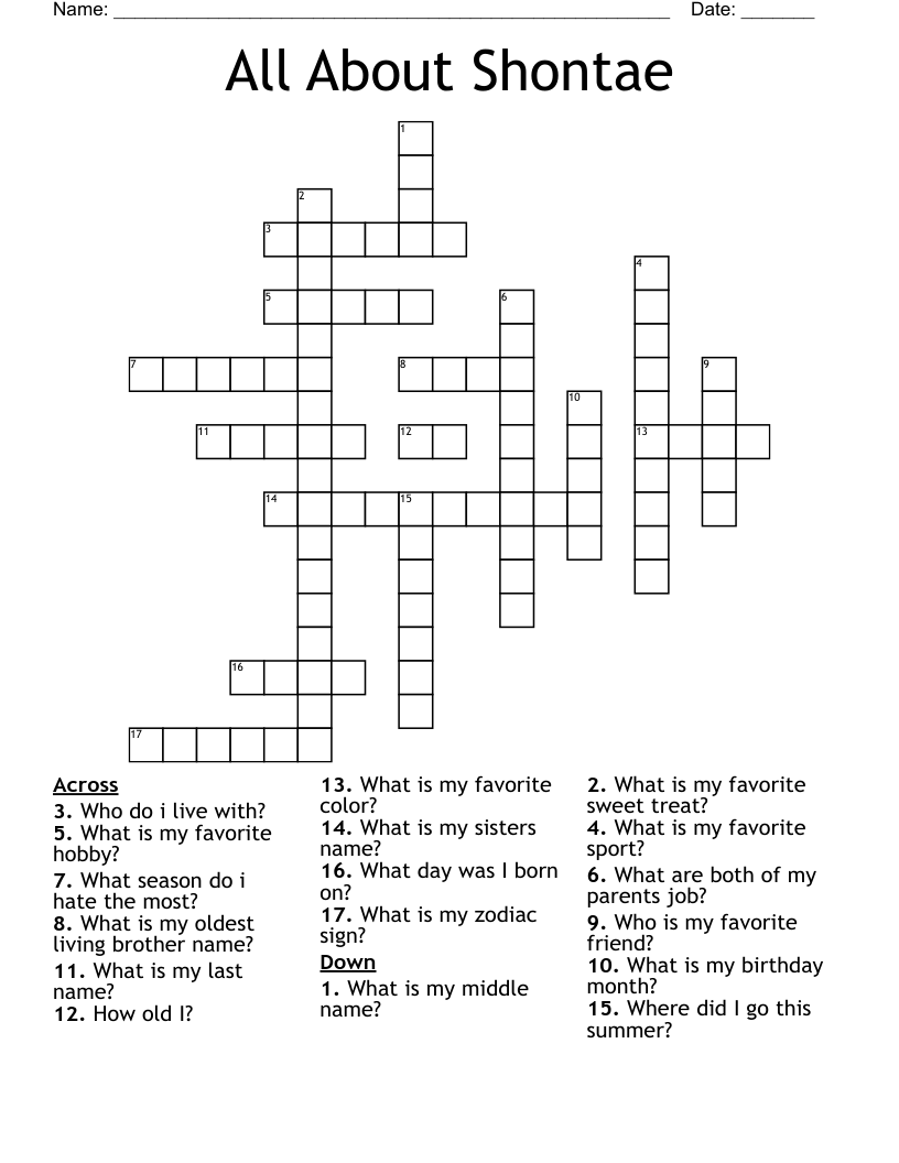 All About Shontae Crossword