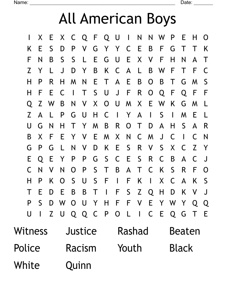 All American Boys Word Search
