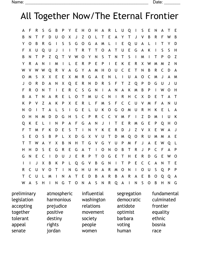 All Together Now/The Eternal Frontier Word Search