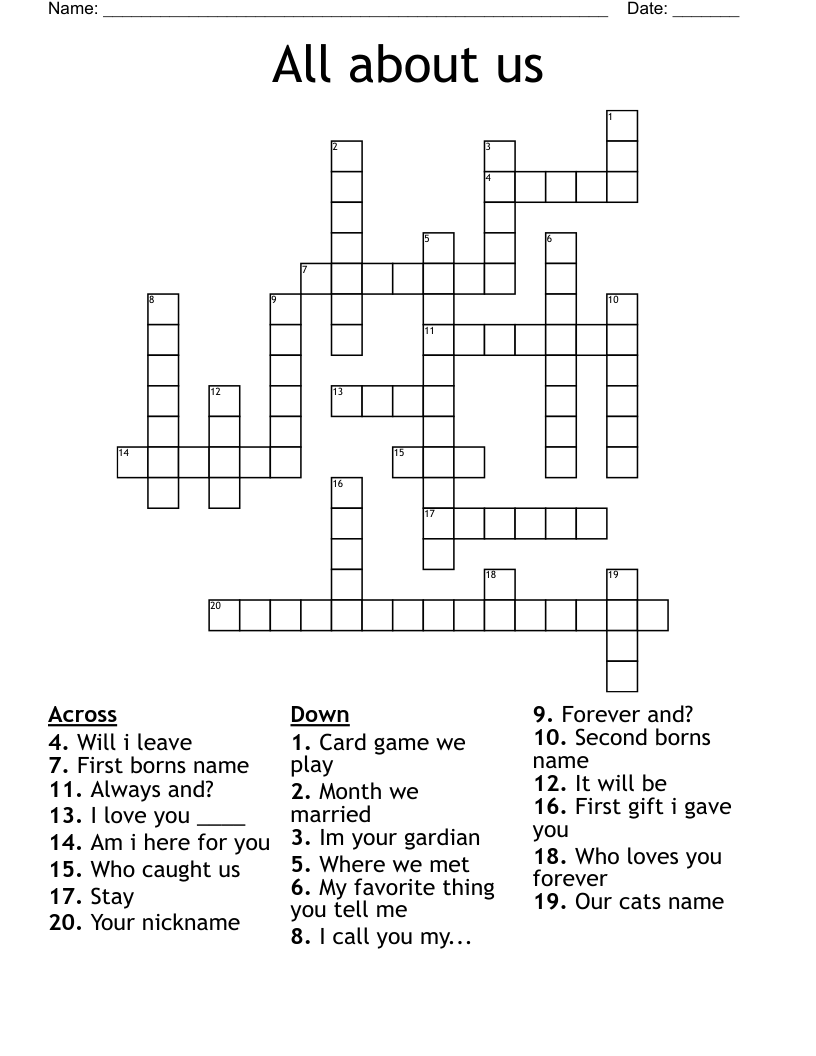 All about us Crossword