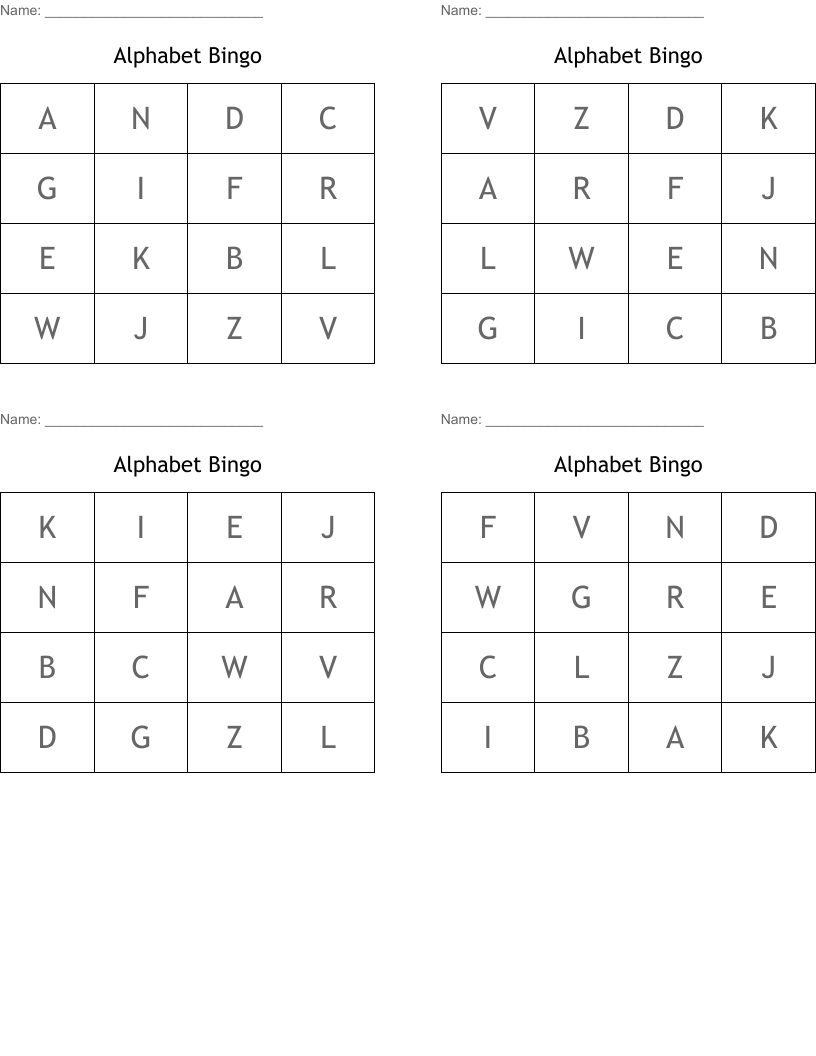 Alphabet Bingo
