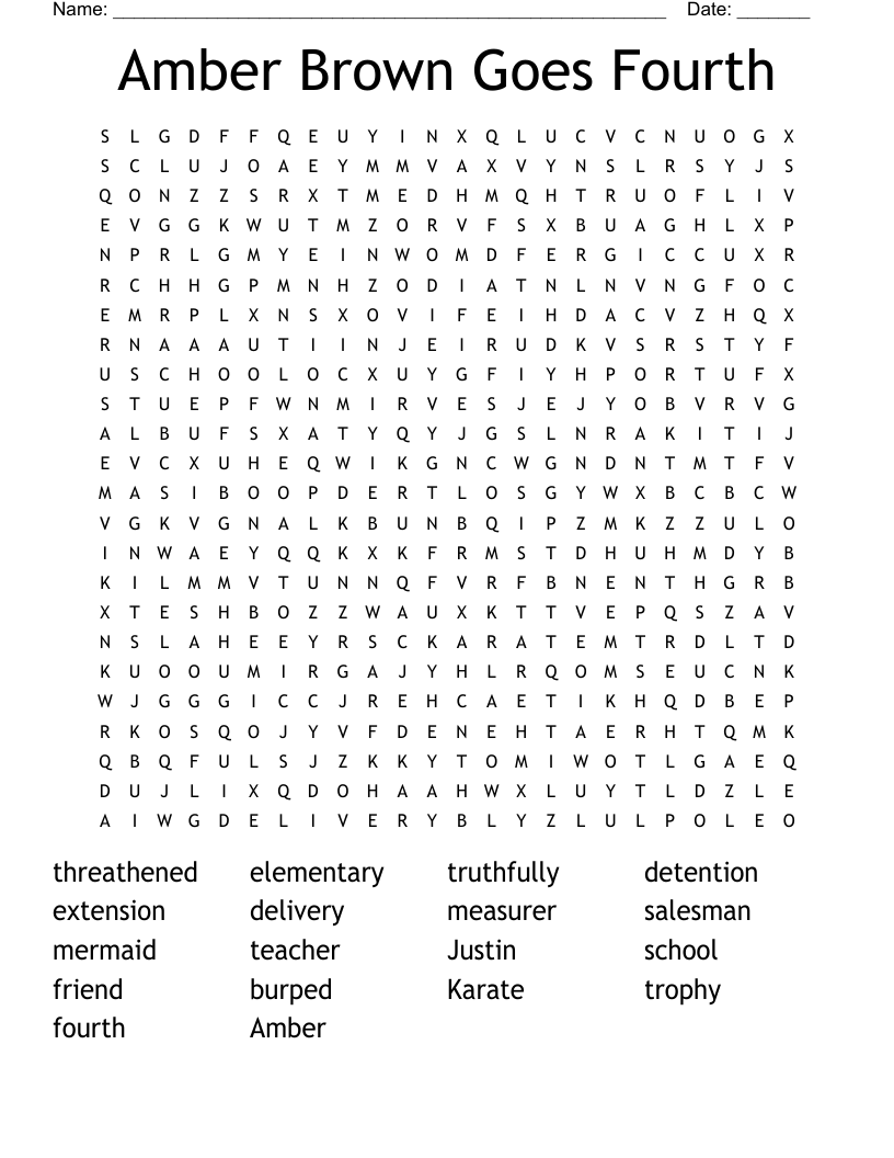 Amber Brown Goes Fourth Word Search
