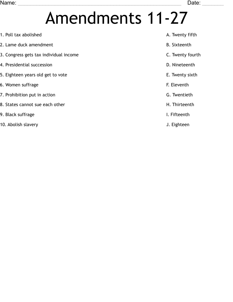 Amendments 11 27 Crossword WordMint