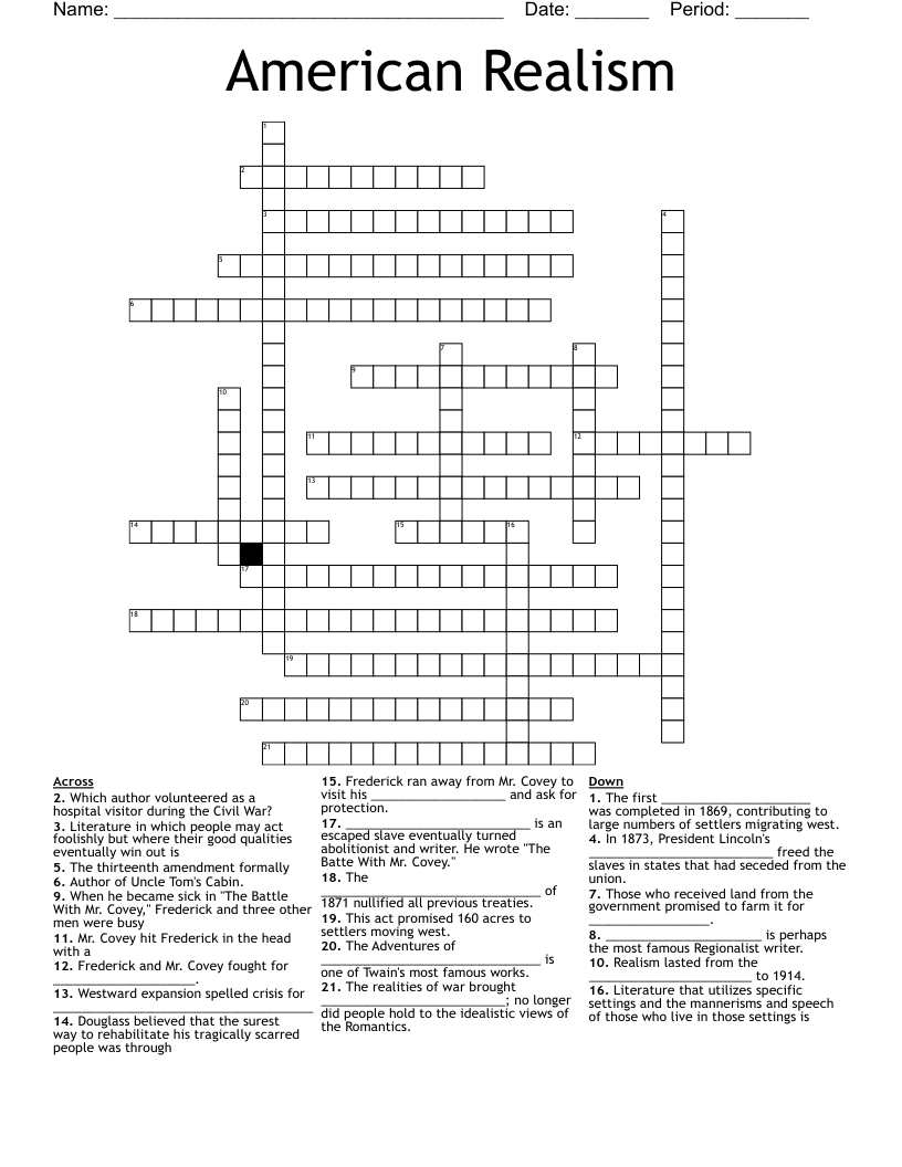 American Realism Crossword