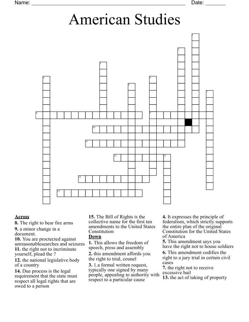 American Studies Crossword