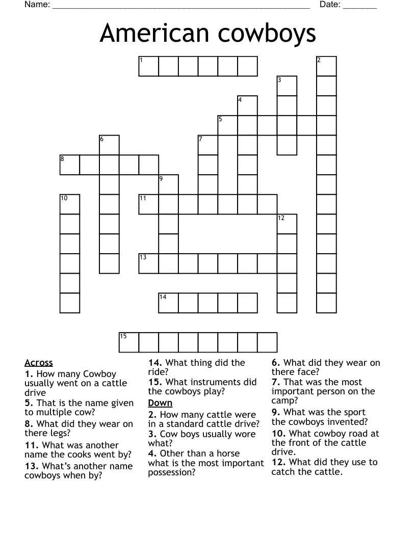 Cowboy Facts Crossword WordMint
