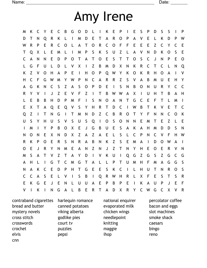 Amy Irene Word Search