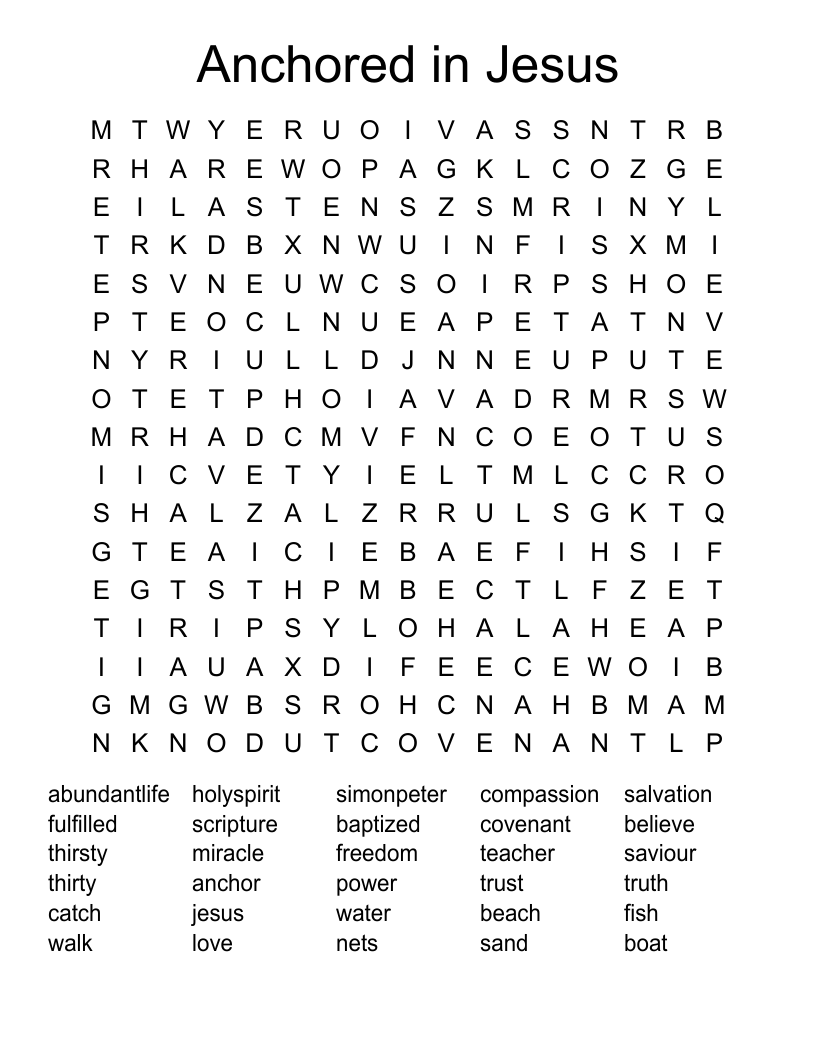 Anchored in Jesus Word Search