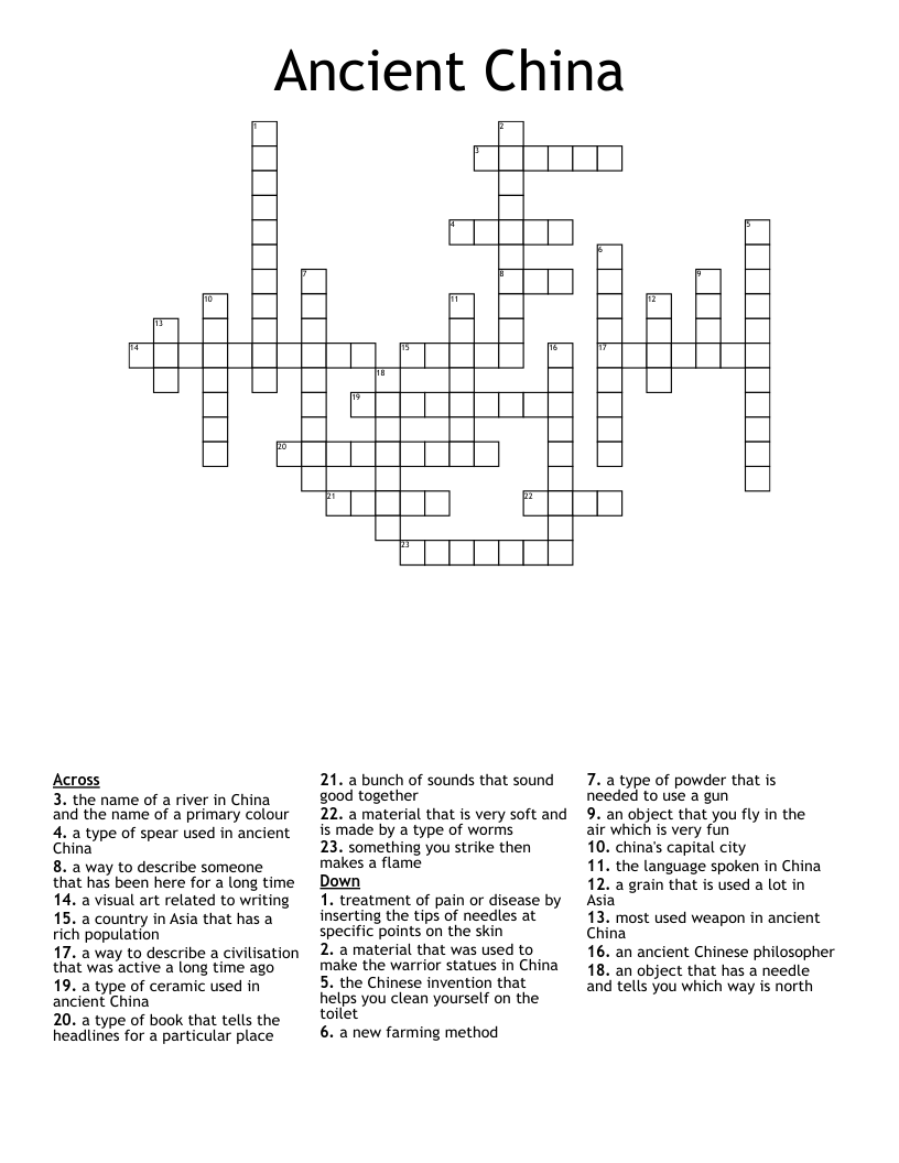 Ancient China Crossword