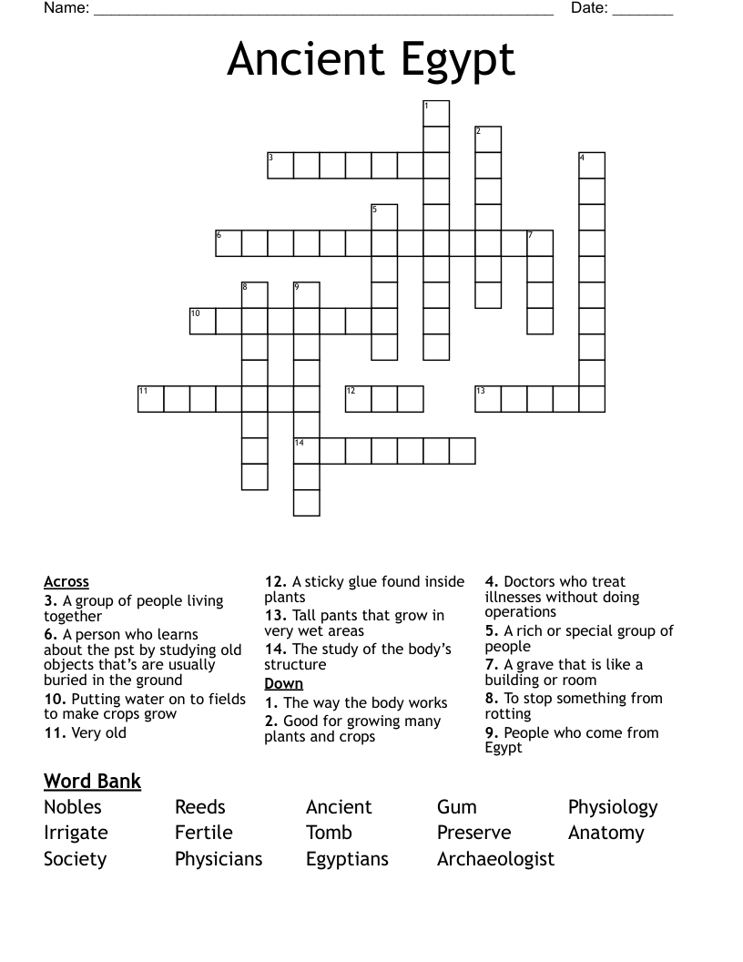 Ancient Egypt  Crossword