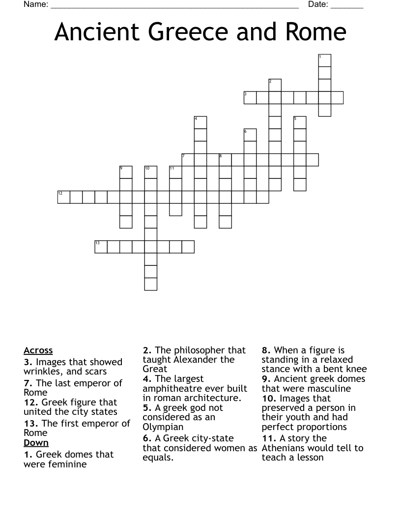 Ancient Greece and Rome Crossword